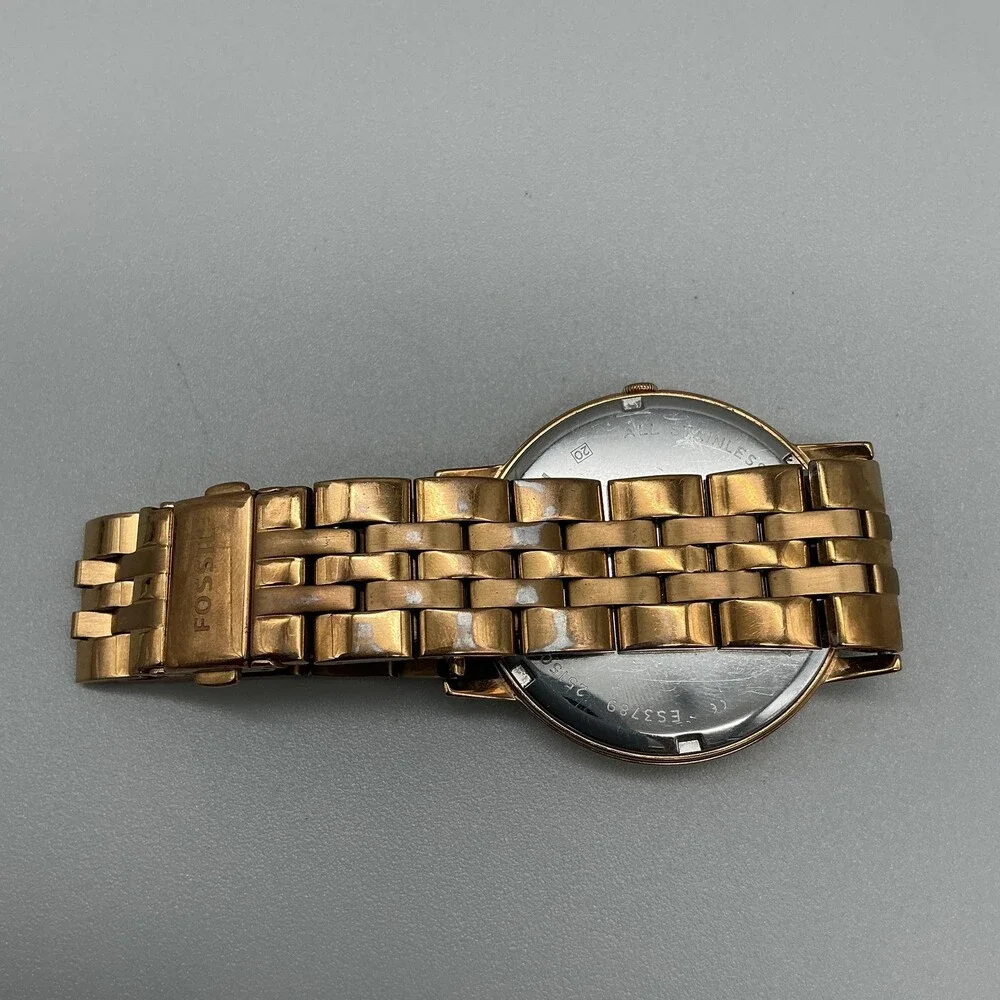 Fossil Muse ES3789 Womens Watch 40mm Rose Gold Tone Bracelet Date New Battery 6